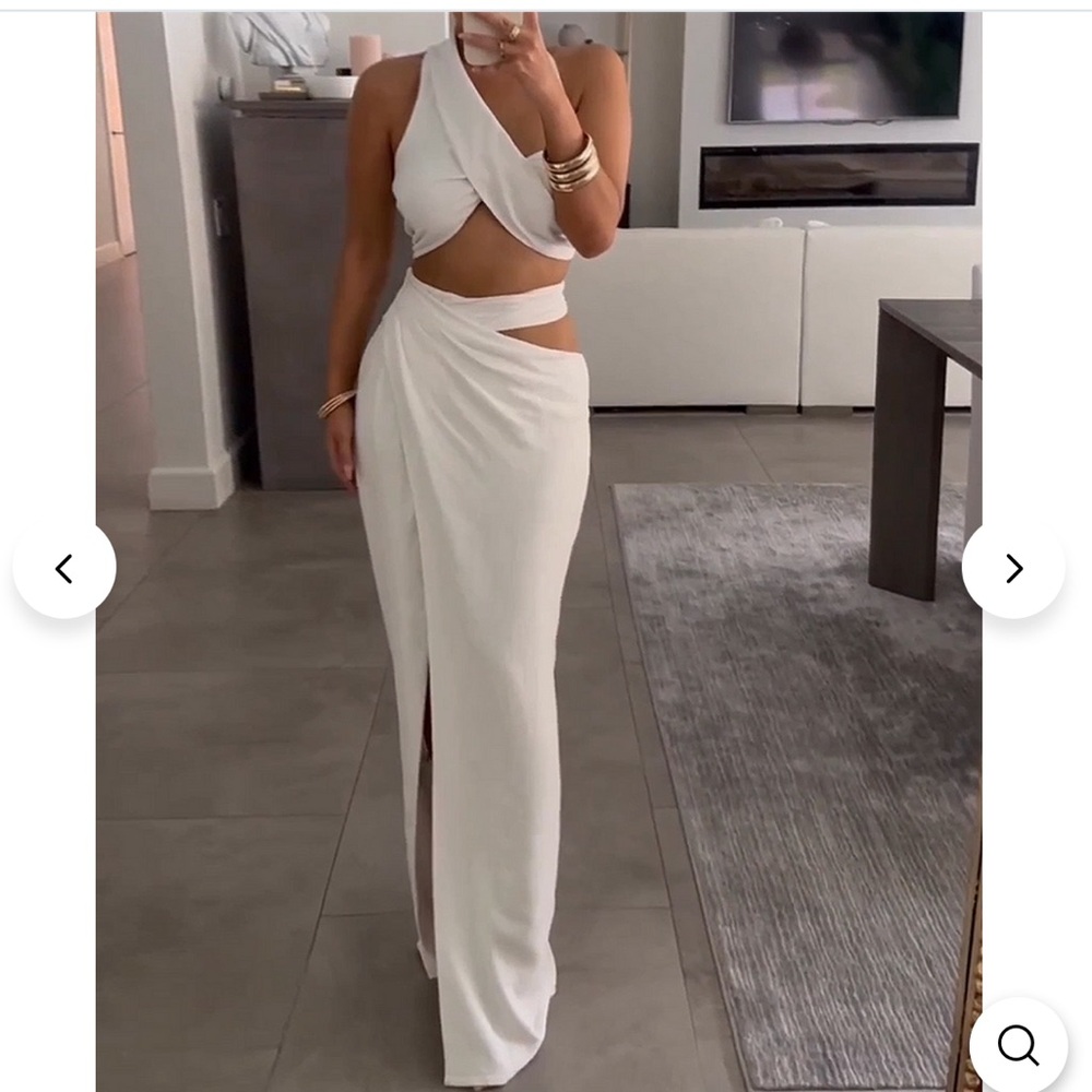 One Shoulder Top Hollow Skirt Two Piece Suit